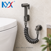 Ensemble de pulvérisateur de bidet portatif en acier inoxydable gris anthracite, pression réglable pour salle de bain et toilettes