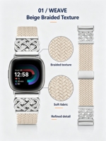 Bracelet de montre en nylon tressé métallique à nœud chinois, souple et réglable, avec boucle magnétique, remplacement pour montre connectée Versa 3, vente en gros