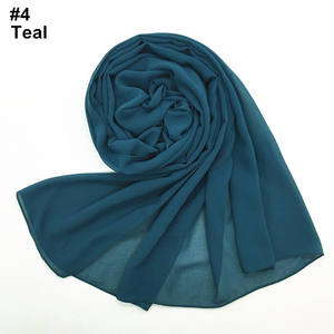 Foulard uni en mousseline pour femme, hijab, châle imprimé couleur unie, bandeau, écharpe musulmane - Product Image 5