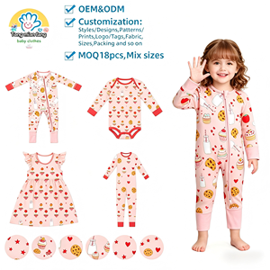 Unisex baby romper van bamboe en spandex met rits, geschikt voor pasgeborenen en peuters, als pyjama of slaapkleertjes. - Product Image 1