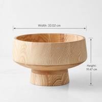 Bol à fruits en bois avec base surélevée cylindrique à grain naturel, centre de table pour comptoirs de cuisine et décoration de table à manger
