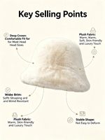 Chapeau Bob Synthétique Style Urbain en Vison, Couronne Profonde, Large Bord, Vintage, Chapeau Cloche Doux et Moelleux pour Femme, Tendance Automne