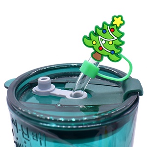 Accessoires de décoration de fête personnalisés et mignons en silicone universel de 10 mm pour pailles, série de Noël en gros - Product Image 5