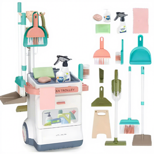 Juego de Herramientas de Limpieza del Hogar Simuladas para Niños, Aspiradora, <span class=keywords><strong>Escoba</strong></span>, Carretilla de Juguete, Caja de Regalo para Niños - Product Image 1