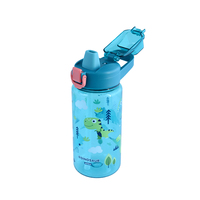 Bouteille d'eau portable en plastique pour enfants avec paille, motif dessin animé mignon, sangle et poignée, personnalisable avec logo, pour la maternelle et l'école primaire