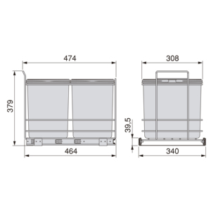 Tecnoplastiche Grey 16 L riciclaggio del fondo della pattumiera della cucina fissato con estrazione manuale - Product Image 3
