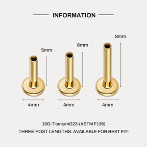 Auténtico Piercing de Oro Sólido de 14K con Zirconia, Parte Trasera Plana de Titanio G23, Joyería Minimalista en Forma de Lágrima para Orejas Sensibles - Product Image 4