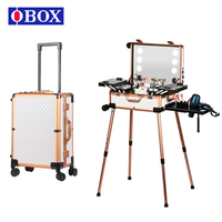 Valise à roulettes professionnelle pour maquilleur équipé du Bluetooth, avec miroir LED, station de maquillage, trousse de cosmétiques de voyage