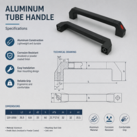OEM Aluminium-Vierkantrohr-Maschinentür-Brücken-Zuggriff, versenkt montierbar mit roter Akzentkappe für CNC-Industriegeräte
