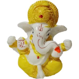 PARIJAT HANDICRAFT Statue d'idole Ganesha en résine dorée Fine Figurine sculptée Position de bénédiction de l'emplacement pour la décoration intérieure pour cadeau de temple - Product Image 4