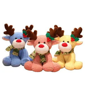 2022 Neuankömmling flauschiger Weihnachts schal Teddybär Geschenk Benutzer definierte Red Deer Plüsch tier Weihnachts dekoration liefert Plüsch tier Elch Do.