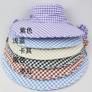 Chapeau de cueilleur de thé à large bord respirant, protection solaire, cache-visage et cache-cou, idéal pour l'extérieur printemps-été, motif à carreaux - Product Image 2