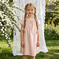 Robe de nuit pour filles, style français 2026, 100% soie de mûrier, couleur unie, mignonne, douce, pyjama princesse d'été, vêtement de nuit une pièce