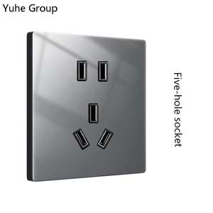 Universal Standard <b>Black</b> Wall Reset <b>Touch</b> Panel 2 Gang IP20 Tempered Glass Power Socket with Circular Button - Product Image 4