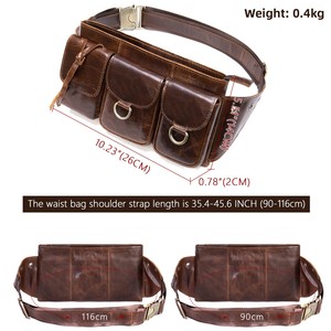 <span class=keywords><strong>Borsa</strong></span> a tracolla da uomo in vera pelle vintage, stile europeo-americano, in pelle bovina pieno fiore, marsupio da cintura per telefono - Product Image 4