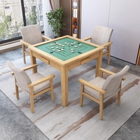 Nouvel ensemble de table et de chaises de mahjong en bois massif de style chinois, finition patinée à la main, pour jeux multiples et loisirs.