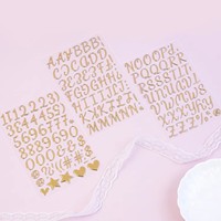 Feuille d'autocollants 3D en PVC alphabet en gros, autocollants gonflés personnalisés en or avec lettres et chiffres pour bébés et enfants, autocollants prédécoupés
