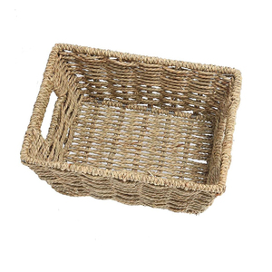 Stackable <span class=keywords><strong>wicker</strong></span> lưu trữ giỏ dệt cỏ biển giỏ với xử lý cho phòng giặt ủi - Product Image 5