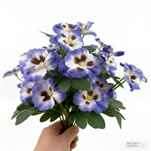 Fiori Artificiali in Seta Secca: Pansé e Margherite, 5 Rami, 10 Teste, Semi-manuali, Semi-meccanici, Prodotti in Fabbrica - Product Image 4