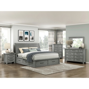 Transitional Antique Gray Nightstand 3 <b>Drawer</b> Classic Bedroom <b>Storage</b> Cabinet Bedside Furniture - Product Image 5