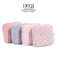 Pochette à bijoux de voyage rose, étui de rangement pour bijoux en tweed durable, mini organisateur pour bagues, boucles d'oreilles, colliers, femmes, filles, cadeau pour maman