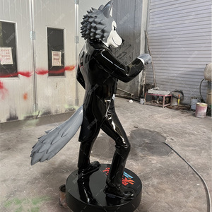 Sculpture de loup-garou en fibre de verre, faite à la main, pour l'extérieur, à poser au sol, statues décoratives - Product Image 5