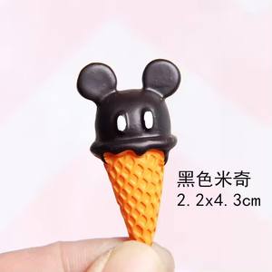 Nouveau grand cône <span class=keywords><strong>de</strong></span> crème glacée <span class=keywords><strong>Mickey</strong></span> en résine Mini Simulation alimentaire bricolage dessin animé réfrigérateur autocollant porte-clés bijoux accessoires - Product Image 5