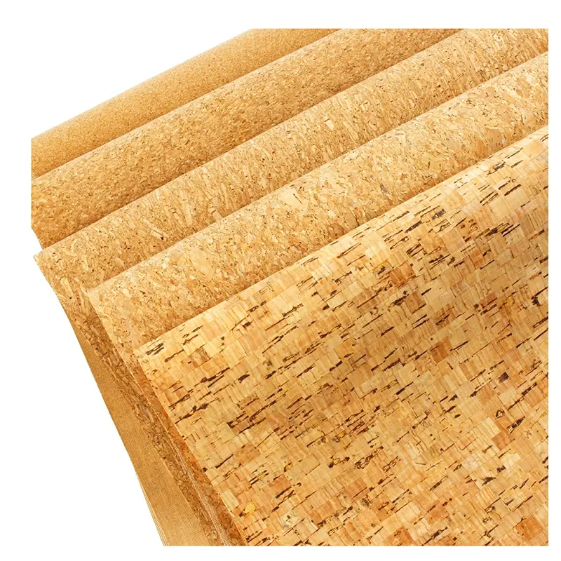factory direct wholesale Vegan eco friendly 0.4mm natural Portugal cork fabric pu synthetic leather sheet in stock