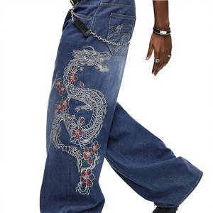 Autumn/Winter Men's Sweet Ripped Zipper <b>Drop</b>-<b>Crotch</b> Knitted Breathable Midweight <b>Jeans</b> Regular Fit Street Life Lip Casual - Product Image 2