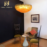 Lustre moderne de luxe personnalisé, style nordique rétro, villa, salle à manger, verre de Murano soufflé multi-têtes, rose, LED