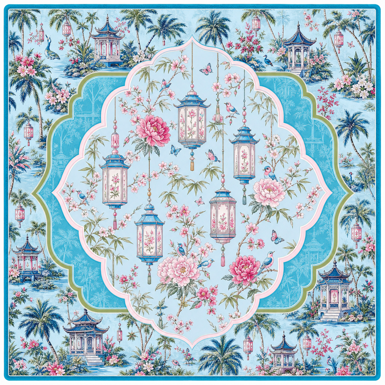 Mint Chinoiserie Lantern