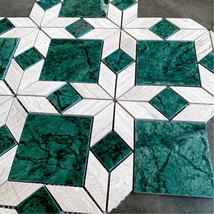 Newstar Retro Dark Green Stone Mosaic <strong>Tile</strong> Courtyard <strong>B</strong>&amp;<strong>b</strong> Art Brick Non-slip Bathroom <strong>Tiles</strong> Walls and Floors Marble <strong>Tile</strong> - Product Image 2