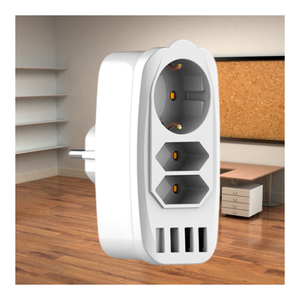 Diseño multifuncional tipo UE, <span class=keywords><strong>3</strong></span> salidas de la UE, tira de alimentación, 4 enchufes USB, cubo extensor de alimentación con adaptador de pared, enchufes y enchufes - Product Image 6