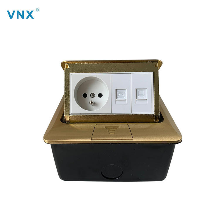 Factory Supply Copper Alloy 16A Pop up Computer Internet Electrical Power Waterproof Floor Pop up Socket Outlet for TEL