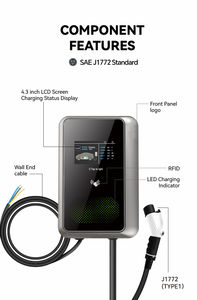 เครื่องชาร์จรถยน<span class=keywords><strong>ต</strong></span>์ไฟฟ้าแบบติดผนัง 7kW-22kW, 230V/400V ได้รับการรับรองมาตรฐาน CE/UL/FCC ชนิดที่ 2 OCPP1.6J IP65 หน้าจอ LCD 4.3 นิ้ว สำหรับใช้ในที่พักอาศัยและเชิงพาณิชย์ - Product Image 2