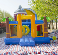 Structure gonflable sur le thème des requins avec toboggan aquatique, mur d'escalade, aire de jeux gonflable pour enfants de qualité commerciale