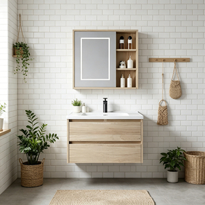 Muebles <span class=keywords><strong>de</strong></span> Baño Modernos y Duraderos <span class=keywords><strong>de</strong></span> Madera Contrachapada, Conjunto <span class=keywords><strong>de</strong></span> Lavabo y Mueble <span class=keywords><strong>de</strong></span> Baño, Mueble <span class=keywords><strong>de</strong></span> Baño Suspendido en la Pared con Espejo - Product Image 1