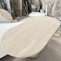 Table basse design PAIA en travertin beige Myra, pierre naturelle minimaliste moderne pour salon, villa, hôtel