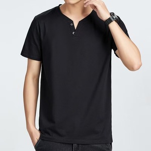 T-shirt Estiva Monocolore con Bottoni, Nuovo Stile, Top Base Layer, <span class=keywords><strong>Abbigliamento</strong></span> Maschile alla Moda e di <span class=keywords><strong>Tendenza</strong></span> - Product Image 4