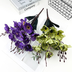 Bouquet de coquelicots simulés, 20 têtes, 40 cm, fleurs en soie, arrangement floral artificiel pour la décoration de la maison et des mariages - Product Image 3
