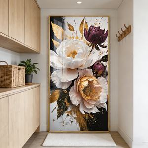 Peinture LED en porcelaine de cristal pour décoration murale de salon, motif floral, impression HD personnalisée, vente en gros d'usine - Product Image 2