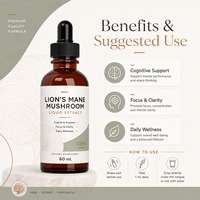 Leeuwenmanenextract vloeibare druppels supplement fruitlichaamformule voor dagelijkse cognitieve focus en welzijnsondersteuning Plus