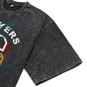 T-shirts Homme Oversize en Coton Respirant, Effet Délavé Acide, Impression DTG Effet Gratté, Éléments Sportifs Personnalisés, Style Streetwear - Product Image 5