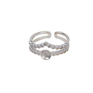 Bague ouverte en argent S925 pour femme, réglable, taille 7-8, avec perle et accessoires DIY, plateau vide pour bijoux 242 - Product Image 5