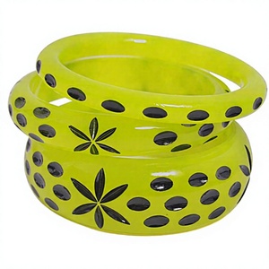 Nouveaux ensembles de bracelets en résine de haute qualité, ronds, peints à la main, design artistique, élégant, bijoux de mode pour femmes, pour mariage et fête - Product Image 2