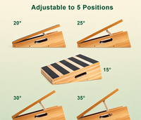 Planche inclinée réglable, planche en bois inclinée, 5 bandes antidérapantes, verrouillage multi-angles, pliable avec poignée, étirement des mollets