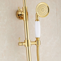 WANFAN 859 Robinets de bain et de douche mitigeur mural 3 poignées Ensemble de douche à effet pluie en laiton Robinet de douche à effet pluie