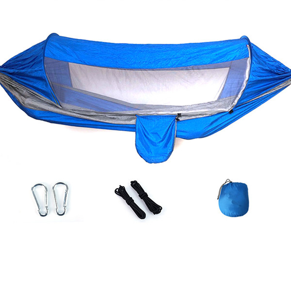 210T Nylon Lightweight Portable Hanging Hammock With Mosquito Net Nylon Parachute