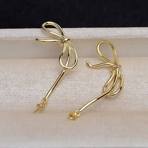 Pendientes Largos en Forma de C de Plata S925 para Mujer, con Múltiples Cuentas, 3-8 Perlas, Soporte Vacío para DIY, Accesorio de Moda - Product Image 3