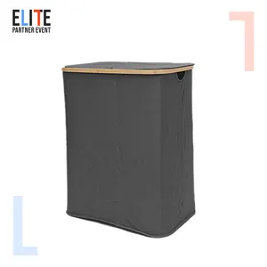 145L 141L Foldable Bamboo Extra Large Laundry Hamper 3 Section Dirty Clothes Hampers For Laundry Divide Laundry Basket Hamper
